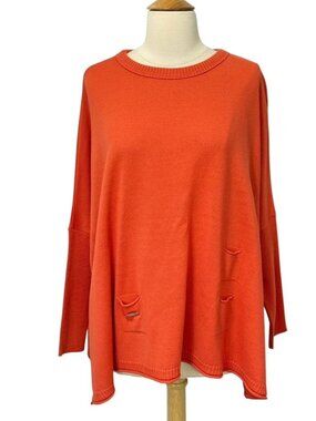 Mersea Womens Catalina Travel Sweater Boxy Oversized Lagenlook Orange One Size